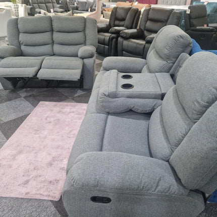 Sorrentino Recliner Sofa Set 3+2 in Grey Chenille Fabric
