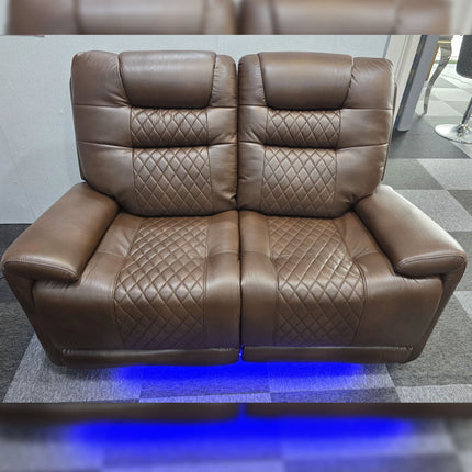 Halifax Leather Electric Recliner Sofa Set With Cupholders - 3+2 Seater Sofa - LED Lights - Wireless Charging - USB Charging Ports (Grey, Black & Brown 3+2 Seater)