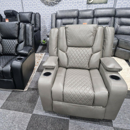 Orlando Electric Recliners Leather Arm Chair (Black, Grey,Brown) /LED LIGHTS/USB PORTS - Envogue Furniture