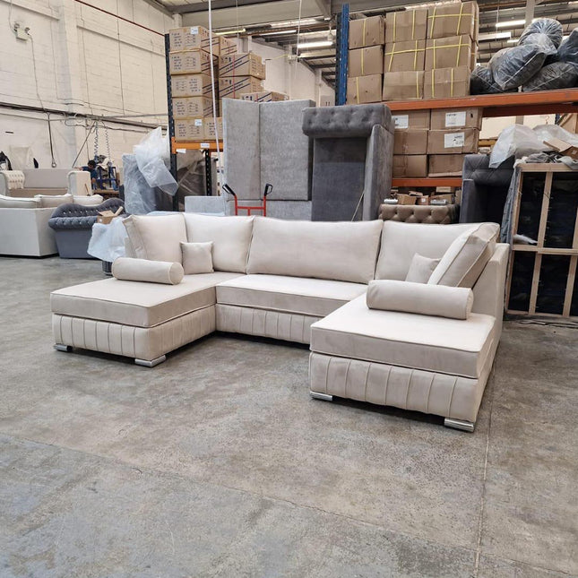 Layla U Shape Sofa High Back Cream - Envogue Furniture uk