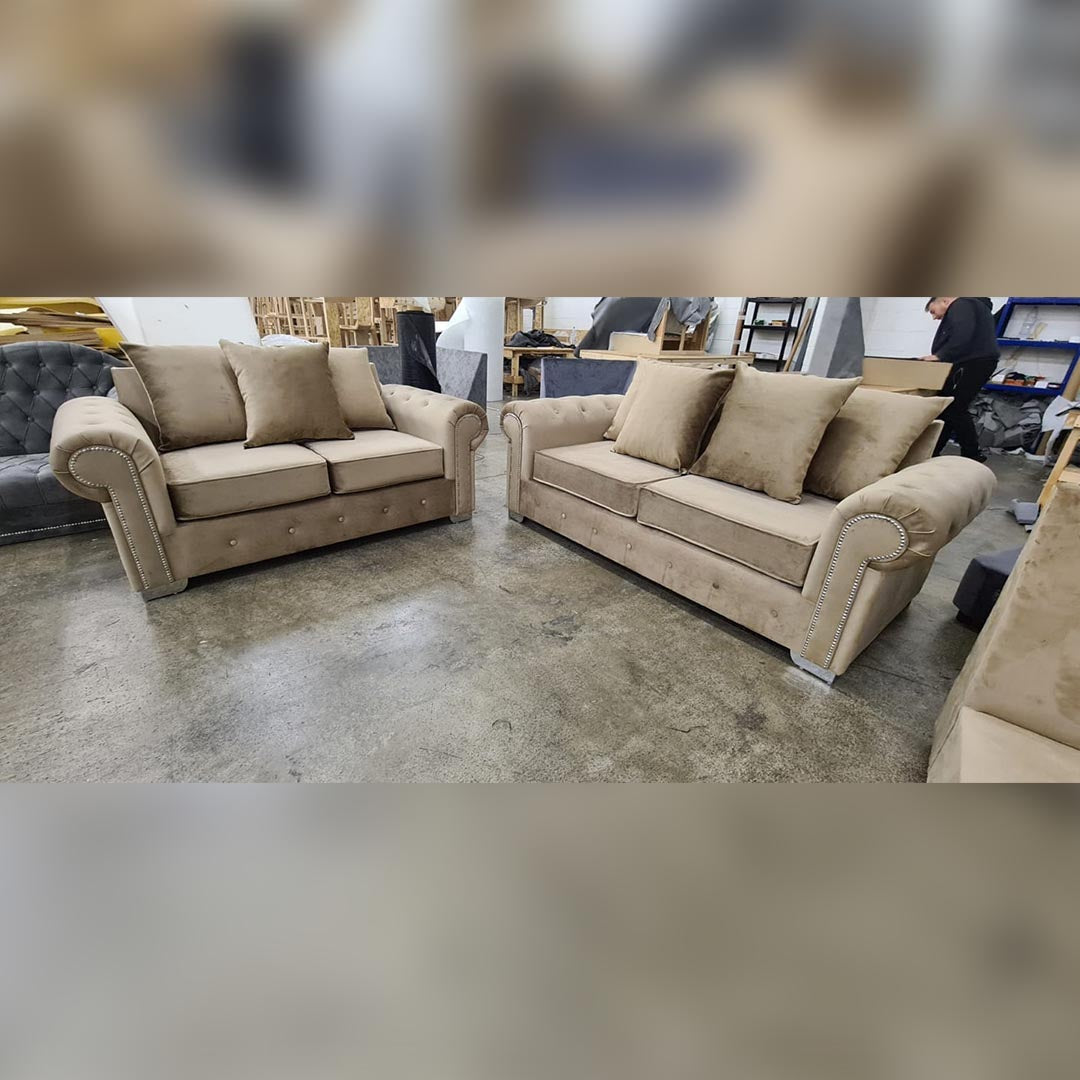 Olympia Sofa 3+2 Seater Scatter Back Beige 