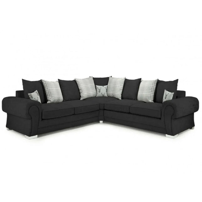 Verona Scatterback 5 seater fabric Sofa Black - Envogue Furniture