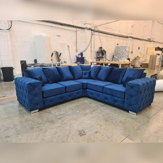 Milton Corner Sofa Scatter Back Marine Blue Envogue Furniture Uk
