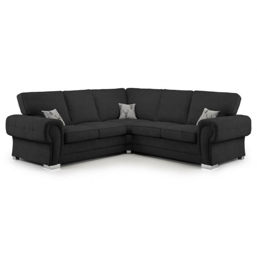 Verona Fullback 5 Seater Black Corner Sofa - Envogue Furniture