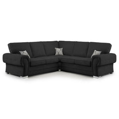 Verona Fullback 5 Seater Black Corner Sofa - Envogue Furniture