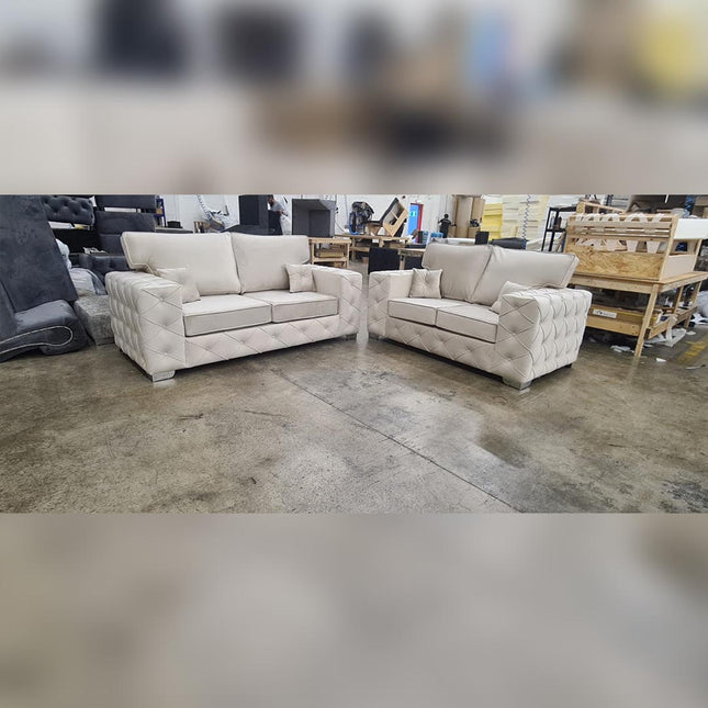 MILTON 3+2 SEATER FULL BACK SOFA CREAM Envogue Furniture Uk