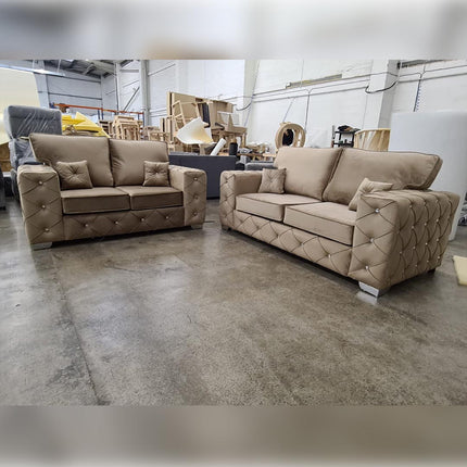 MILTON 3+2 SEATER FULL BACK SOFA BEIGE Envogue Furniture Uk