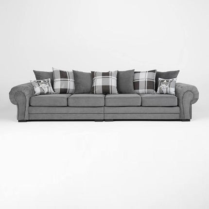 VERONA 4 SEATER SOFA SCATTER BACK GREY - Envogue Furniture uk