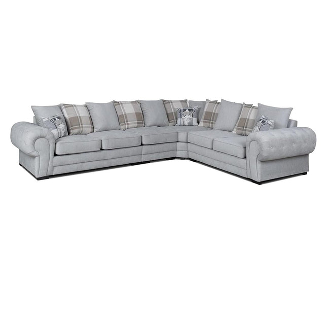 Verona Corner Sofa Scatter Back 6 Seater Grey - Envogue Furniture uk