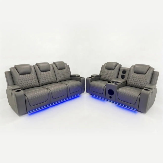 Malaga 3 + 2 (Music) Electrical Recliner Sofa Set ( Ash Grey