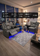 Orlando 3+2 Electric Recliner Sofa Set in Grey Leather
