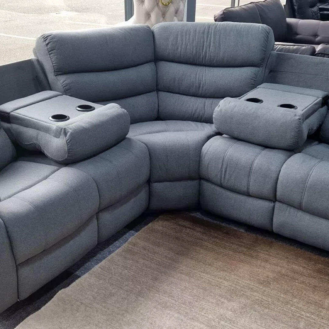 Sorrento Fabric Recliner Corner Sofa Grey - Envogue Furniture