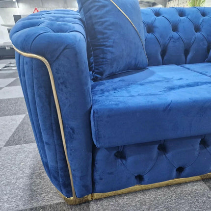 Toronto chesterfield sofa 3+2 blue & gold - Envogue Furniture