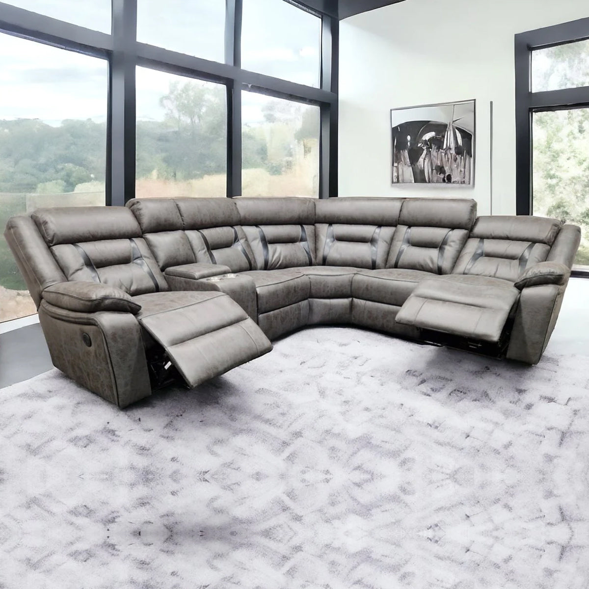Nova Electric Recliner Real Leather Corner Sofa – Envogue Furniture