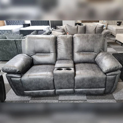 Sara Leather Electric Recliner Sofa 3+2 Seater Grey /LED ...
