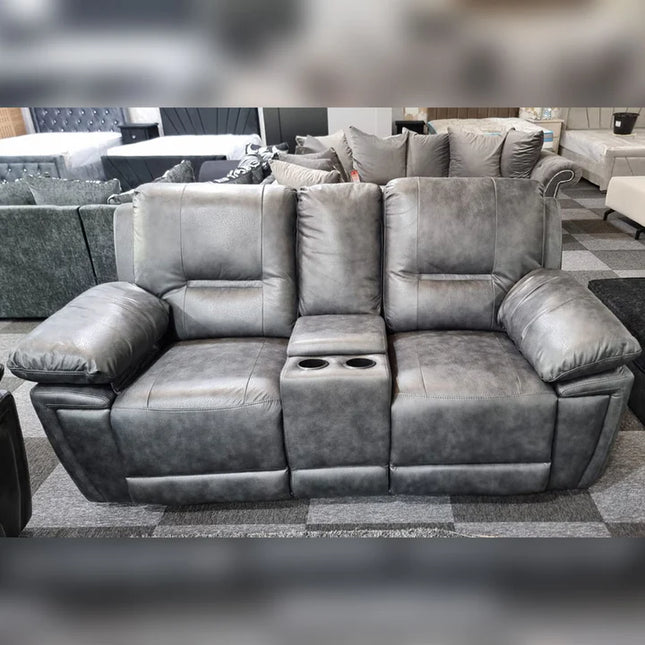 Sara Leather Electric Recliner Sofa 3+2 Seater Grey /LED ...