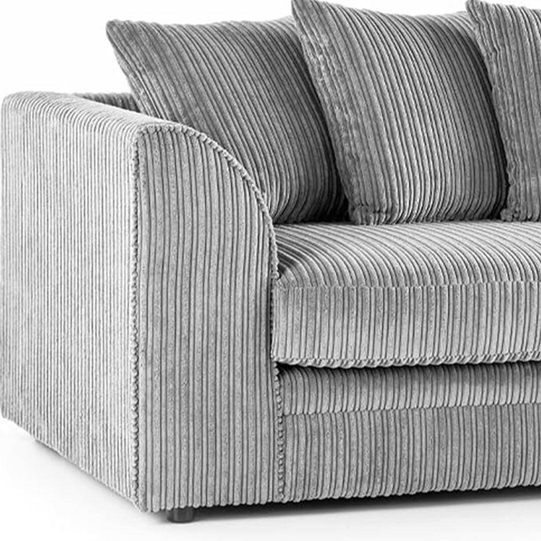 New Luxor Fabric Corner Sofa Silver | Soft Jumbo Cord 3-4 Seater Corner Sofa