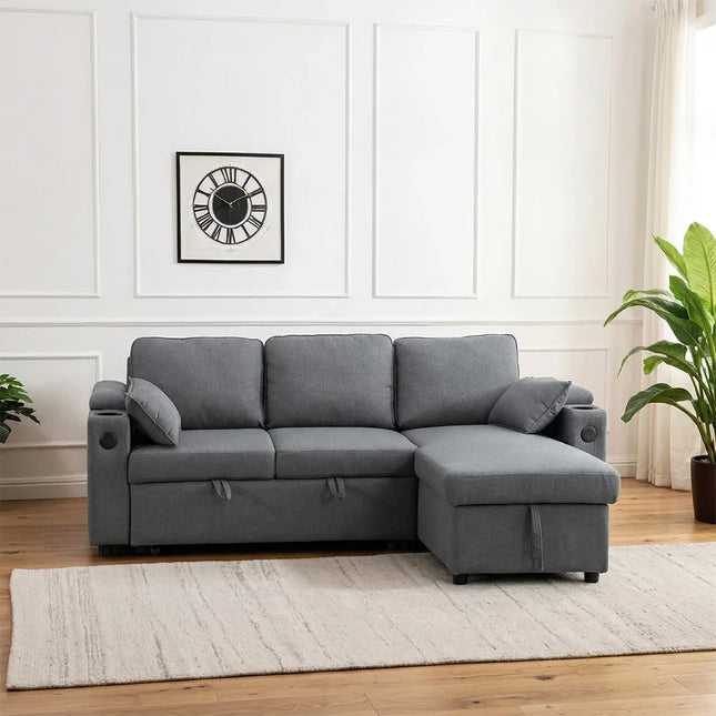 Francesca Sofa Bed (Universal) in Grey fabric - USB

