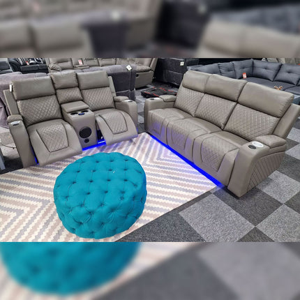 Florida 3+2 Electric Recliner Sofa Set Aire Leather