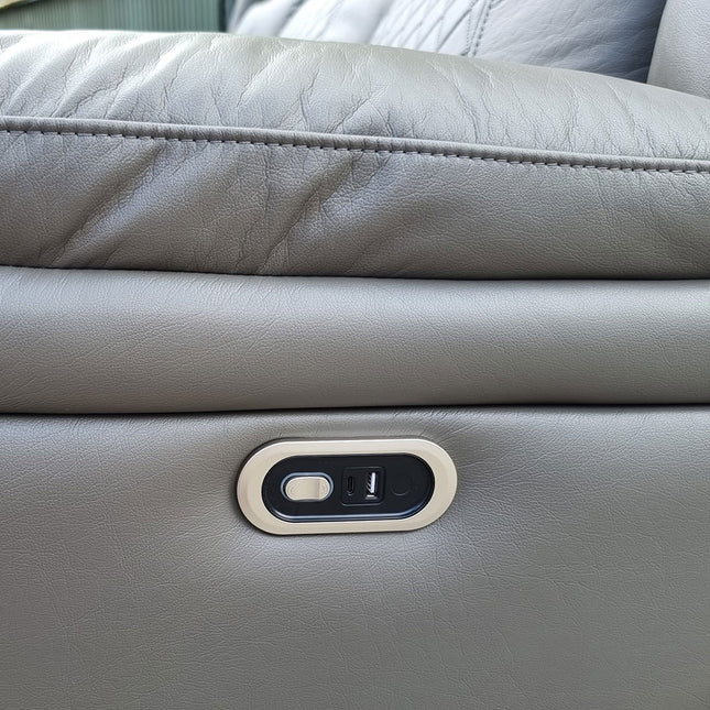 Lisbon Leather Electric Recliner Sofa 3+2 Seater – USB Ports, C-Type Port, LED Lights, Wireless Charging & Cup Holders