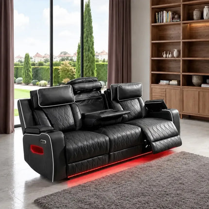 Osman Smart Leather Electric Recliner Sofa Set 3+2 – Bluetooth, USB-C & Wireless Charging