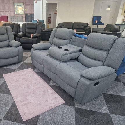 Roma Fabric Recliner Sofa 3+2 Seater Grey - Envogue Furniture uk