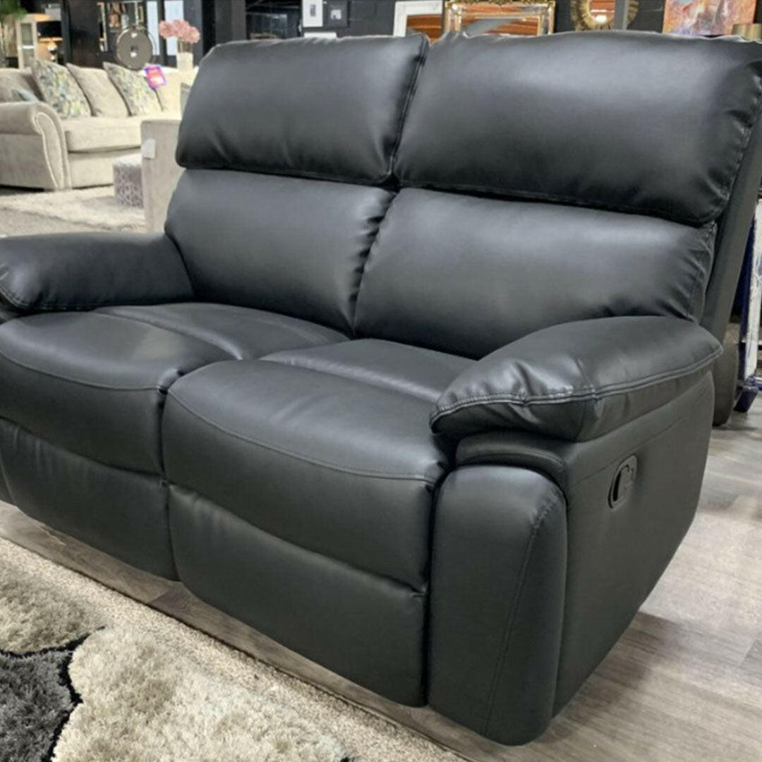 Valencia Entertainment Leather Recliner Sofa 3+2 Seater(Grey,Black)-Bluetooth Speakers/Usb ports/Wireless charging