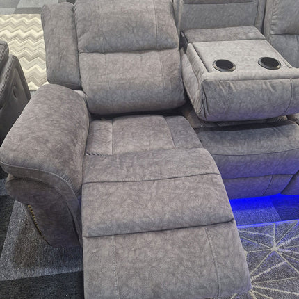 Berlin 3+2 Electric Recliner Sofa Set in Grey Micro Fabric