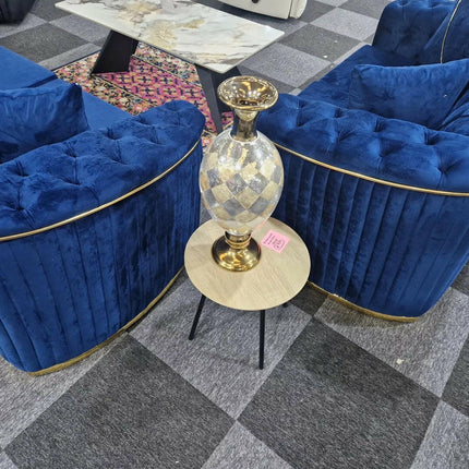 Toronto chesterfield sofa 3+2 blue & gold - Envogue Furniture