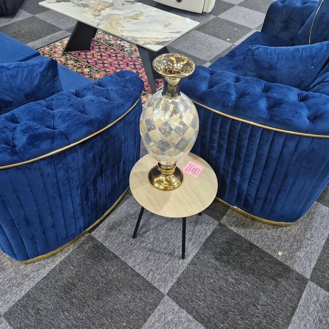 Toronto chesterfield sofa 3+2 blue & gold - Envogue Furniture