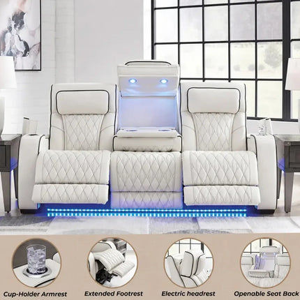 Osman Smart Leather 3+2 Seater Sofa | RGB LED, Wireless ...