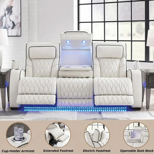 Osman Smart Leather 3+2 Seater Sofa | RGB LED, Wireless ...