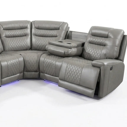 Halifax Leather Corner Sofa with Electric Recliners, LED ...

