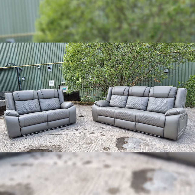 Lisbon Leather Electric Recliner Sofa 3+2 Seater – USB Ports, C-Type Port, LED Lights, Wireless Charging & Cup Holders Envogue Furniture