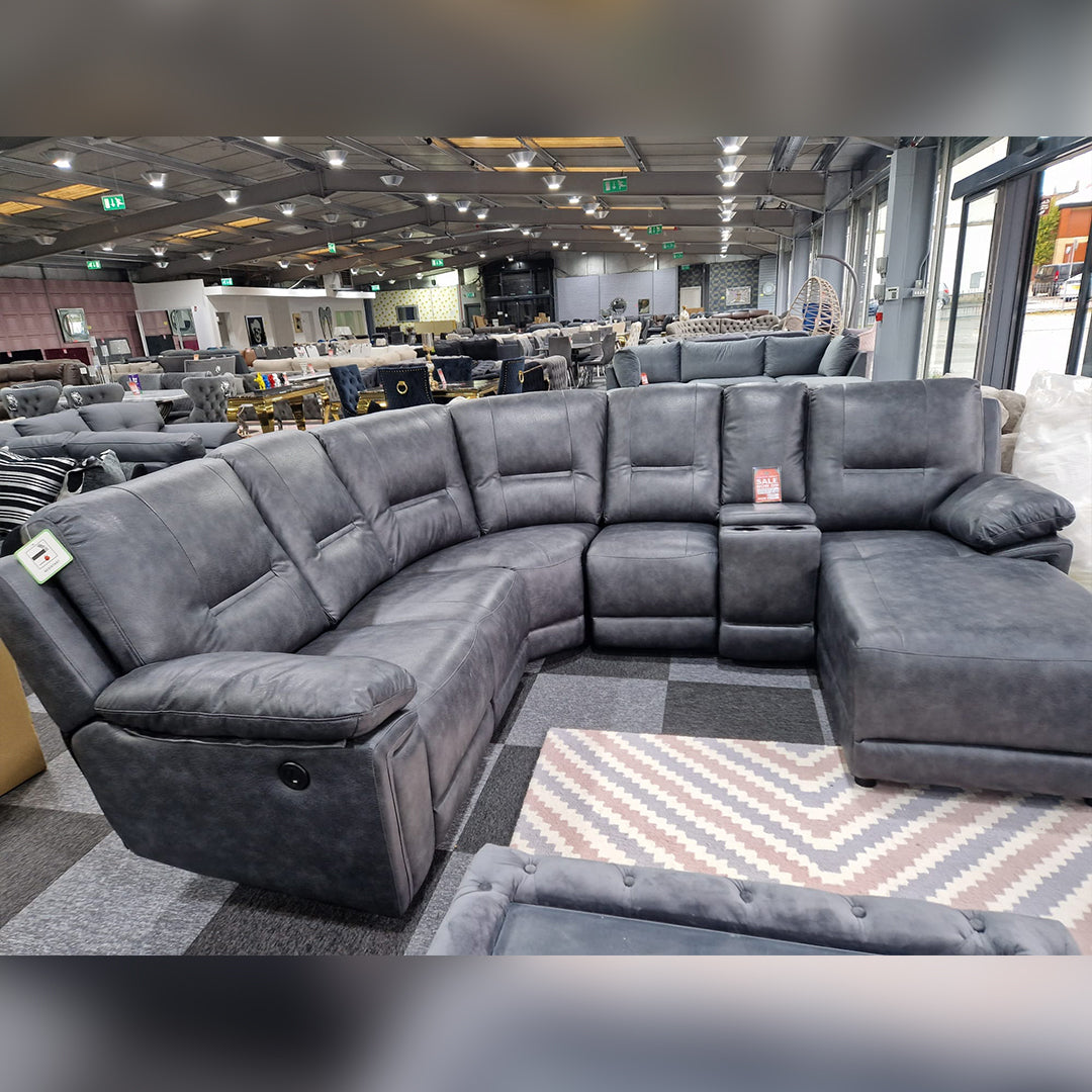 Sara Leather Electric Recliner Corner Sofa Grey – Envogue Furniture