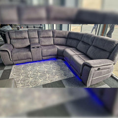 Fabric Electric Recliner Corner Sofa Grey