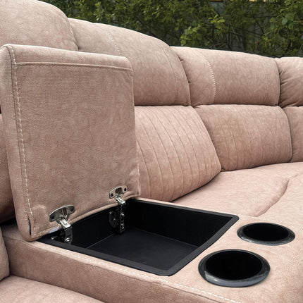 Hannah Fabric Electric Recliner Corner Sofa Grey-LED LIGHTS/USB PORTS/CUPHOLDERS