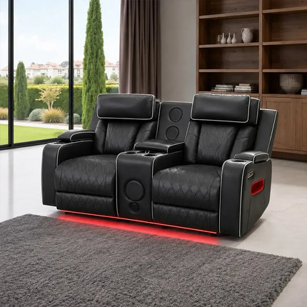 Osman Smart Leather Electric Recliner Sofa Set 3+2 – Bluetooth, USB-C & Wireless Charging