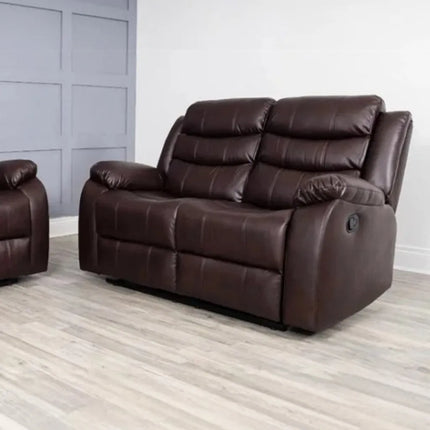 Roma Leather Recliner Sofa 3+2 Seater With Cup Holder Black/Grey
