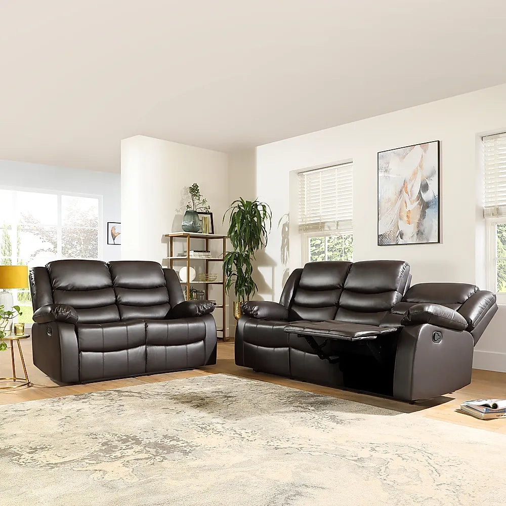 Roma Leather Recliner 3+2 Seater Brown