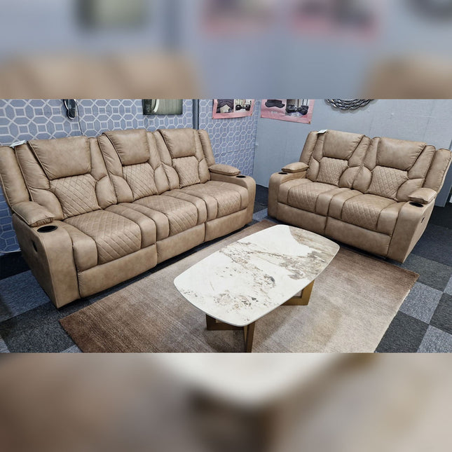 Orlando Electric Recliners 3+2 Seater Leather Sofa (Brown, Moche) /LED LIGHTS/WIRELESS CHARGER