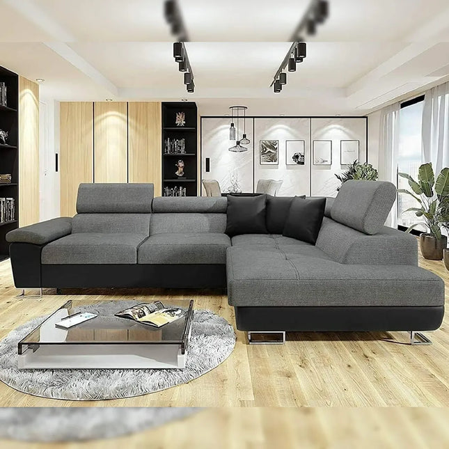 Anton Sofabed Corner Sofa Bed With Storage Box Grey-Black