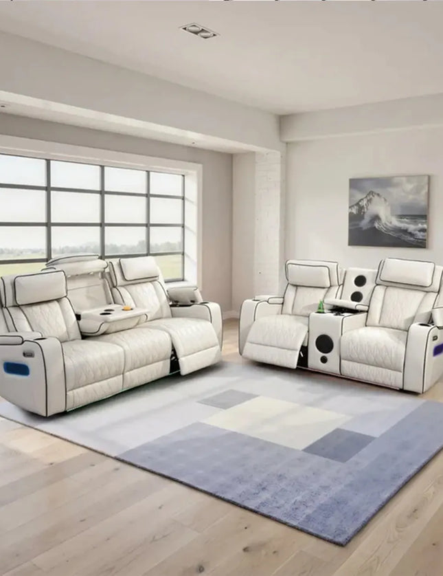 Osman Smart Leather 3+2 Seater Sofa | RGB LED, Wireless ...