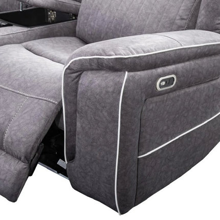 Geneva Pro Fabric Electric Recliner Sofa 3+2 Seater Set - 3+2 Seater Sofa With Bluetooth/Cooling Cup-Holders/LED Lights