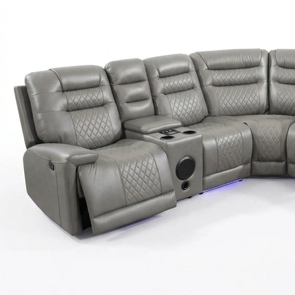 Halifax Leather Corner Sofa with Electric Recliners, LED ...

