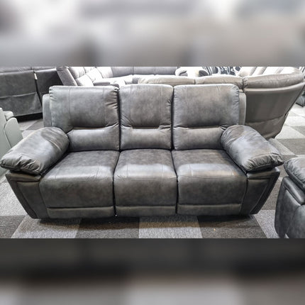 Sara Leather Electric Recliner Sofa 3+2 Seater Grey /LED Lights/USB Ports/Cup Holders - Envogue Furniture uk