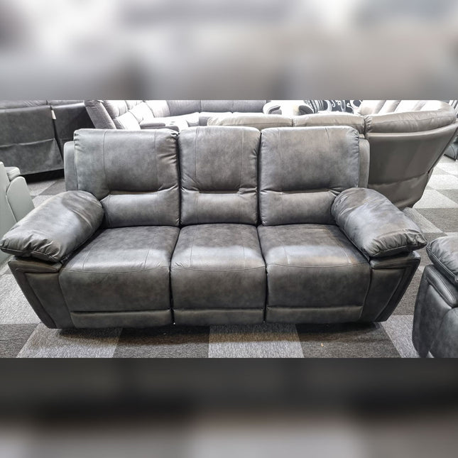 Sara Leather Electric Recliner Sofa 3+2 Seater Grey /LED Lights/USB Ports/Cup Holders - Envogue Furniture uk
