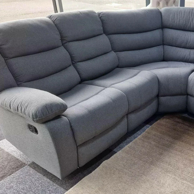 Roma Fabric Recliner Corner Sofa Grey