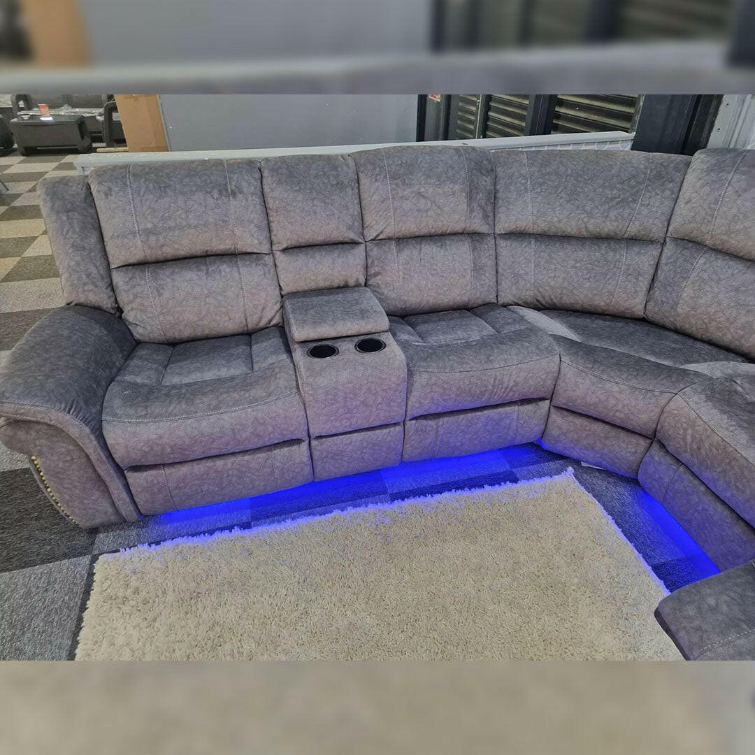 Berlin Fabric Electric Recliner Corner Sofa Grey