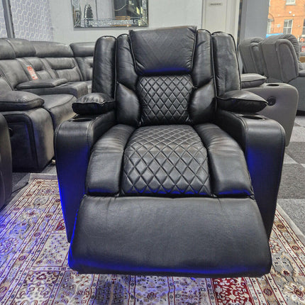 Orlando Electric Recliners Leather Arm Chair (Black, Grey,Brown) /LED LIGHTS/USB PORTS - Envogue Furniture
